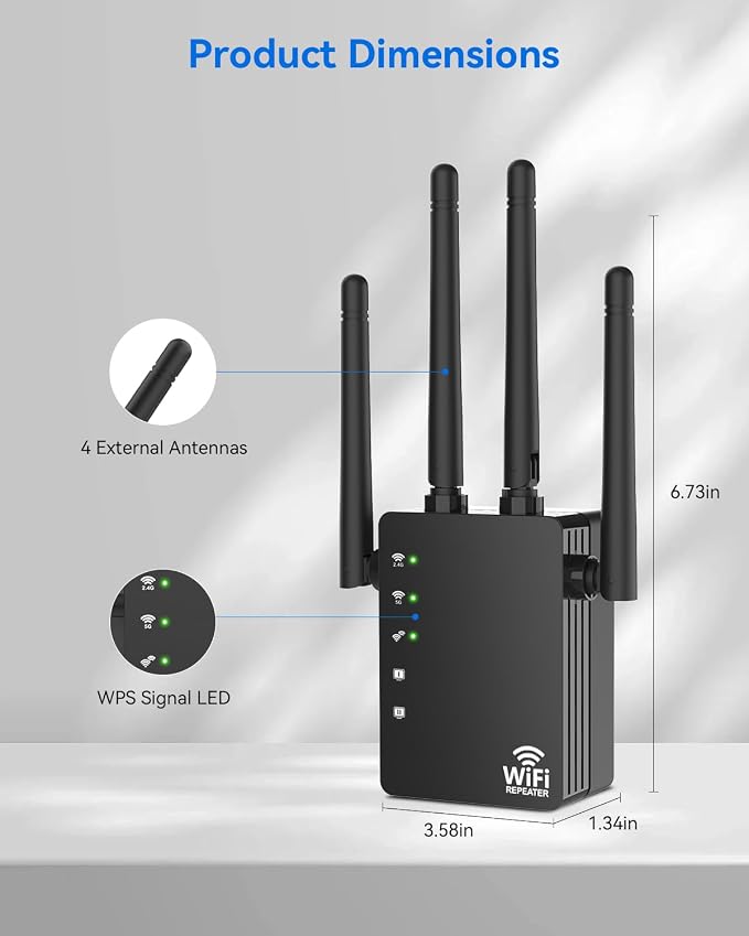 WiFi Extender 1200Mbps, Long Range WiFi Booster up to 12880 Sq Ft, 105 Devices - Image 7