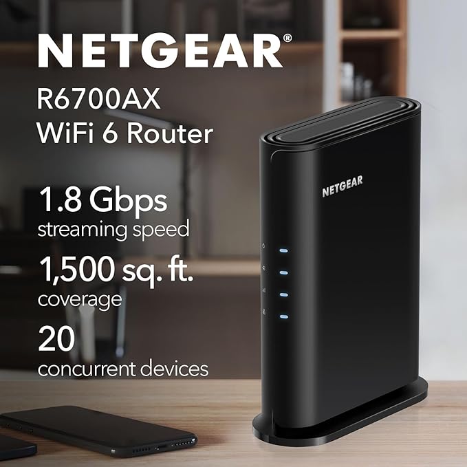 NETGEAR WiFi 6 Router 4-Stream – Router Only, AX1800 Wireless Speed, Covers up - Image 2