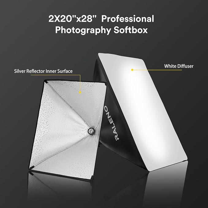 RALENO Softbox Lighting Kit, 20X28-Inch Softbox Photography Lighting - Image 3