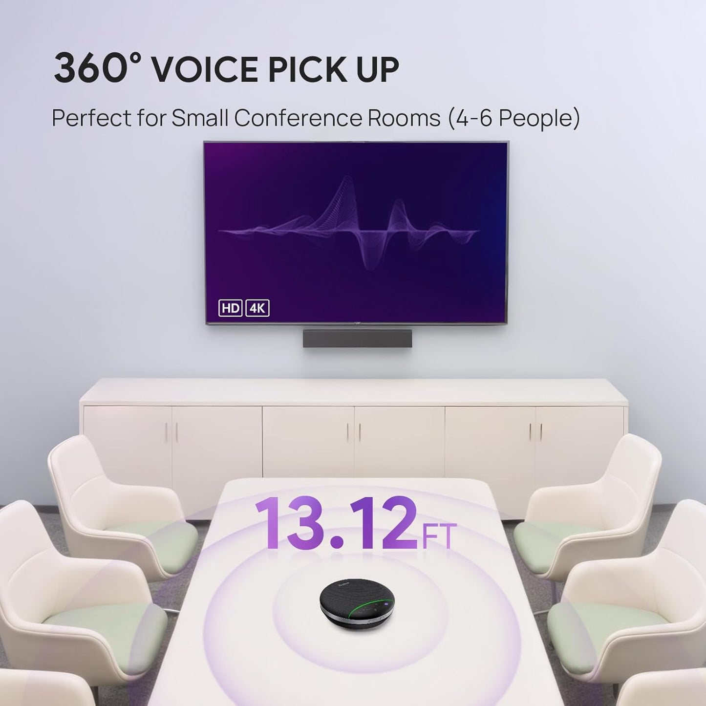 Yealink SP92 Bluetooth Speakerphone USB Conference Speakers and Microphone Teams Certified Full-Duplex Noise Reduction 360° Audio Pickup for Small Meeting Room