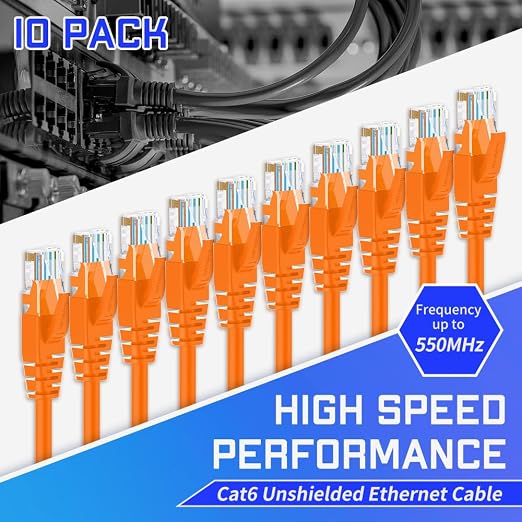 Cat6 Ethernet Cable 10 Feet 10 Pack Network RJ45 Cat6 Internet Patch Cable - Image 2