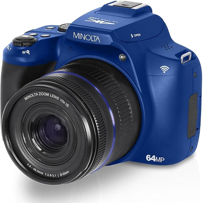 Minolta 64MP Auto Focus Digital Camera 10x Optical Zoom 4K Ultra HD Video Blue - Image 3