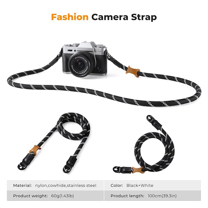 K&F CONCEPT Camera Neck Strap, 100cm Nylon Rope Camera Shoulder Strap - Image 7