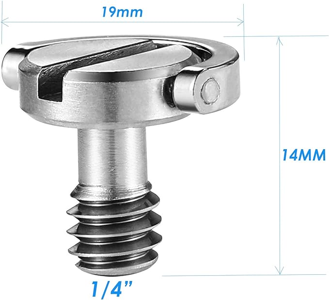 Stainless Steel D Shaft D-Ring 1/4" Tripod Screw, Mounting Screw Adapter - Image 2