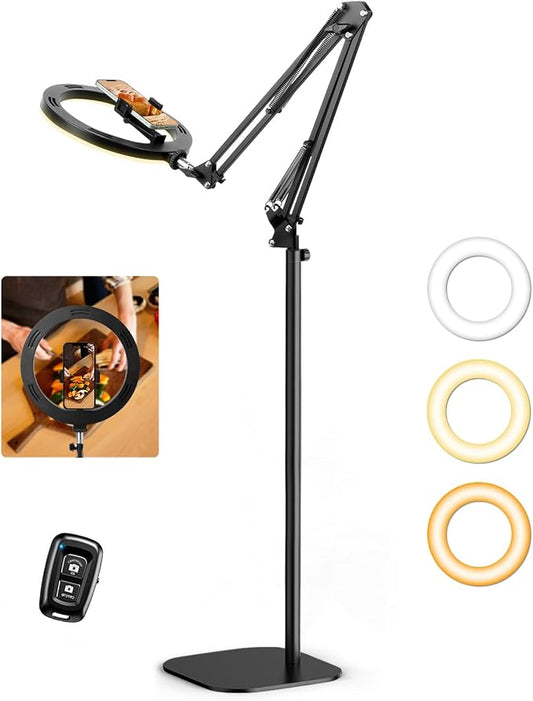 Ring Light with Stand Tripod for iPhone – Evershop 10” Overhead Camera Mount by Evershop