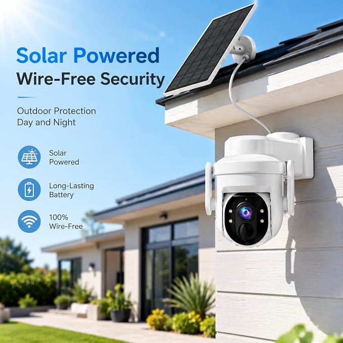 2K Solar Camera Outdoor Wireless, 2.4Ghz WiFi Battery Camera, 355° View - Image 6