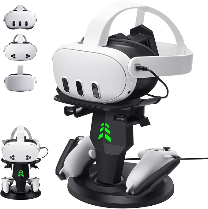 VR Headset Charging Dock for Meta Quest 3/Quest 3S/Quest 2, VR Charging Stand by forQuest2