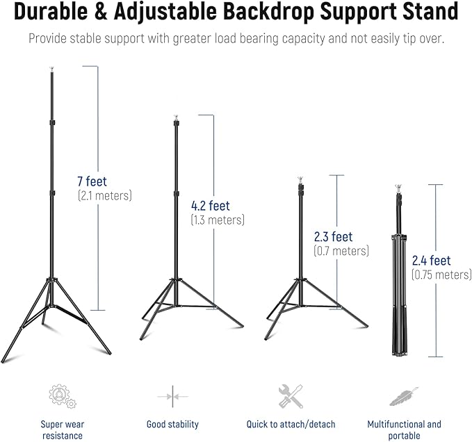 Neewer Photo Studio Backdrop Support System, 10ft/3m Wide 6.6ft/2m High - Image 5