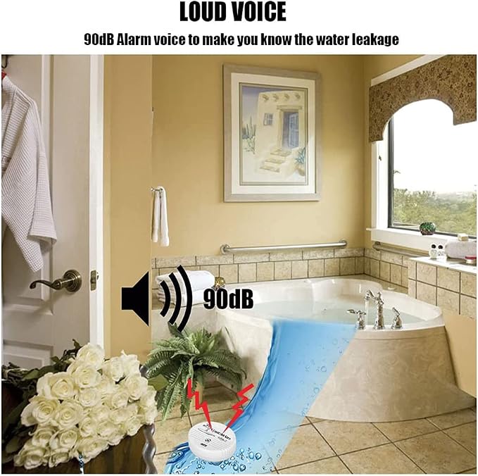 WER Water Leak Alarm Sensor, Battery Operated Leak Alert, 90dB Water Detector - Image 5