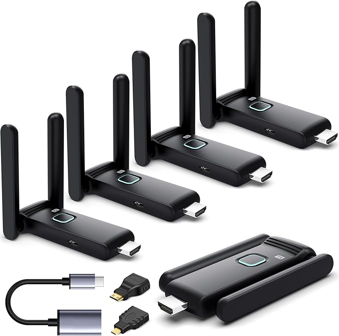 Wireless HDMI 4 Receivers and Transmitter, No Hot, Extender Plug and Play by YUYUNLOMN