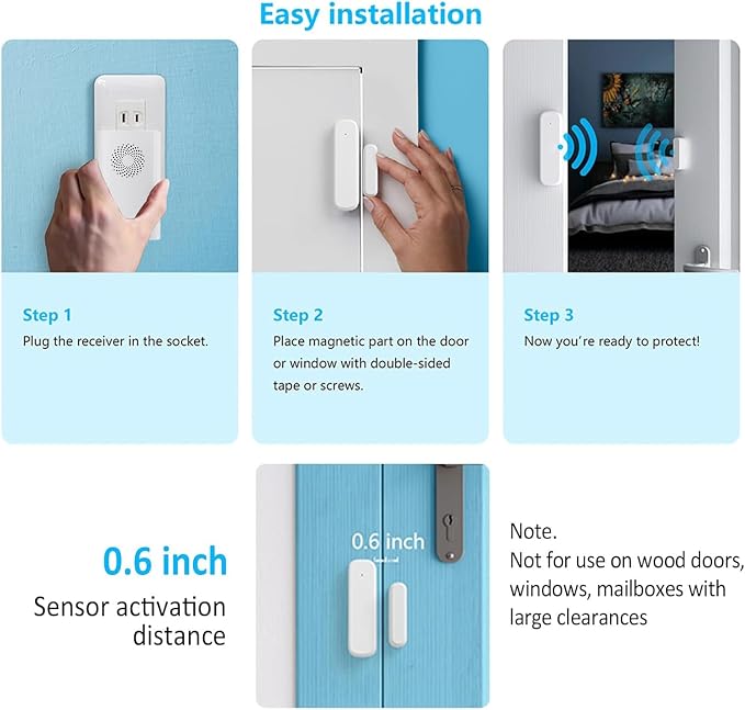 Wireless Door Sensor Chime, Door Open Alarm When Entry Business/Office/Store - Image 5