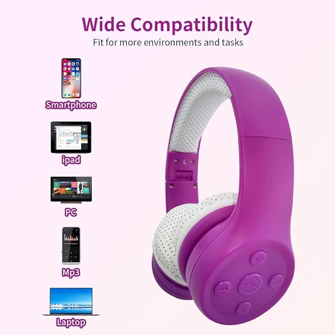Girls Wireless Headphones, 5 Button Easy Use, 93db Volume Limited - Image 6
