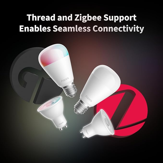 Aqara Thread/Zigbee Smart LED Light Bulb T2 E26, Tunable White, RGB Color - Image 2