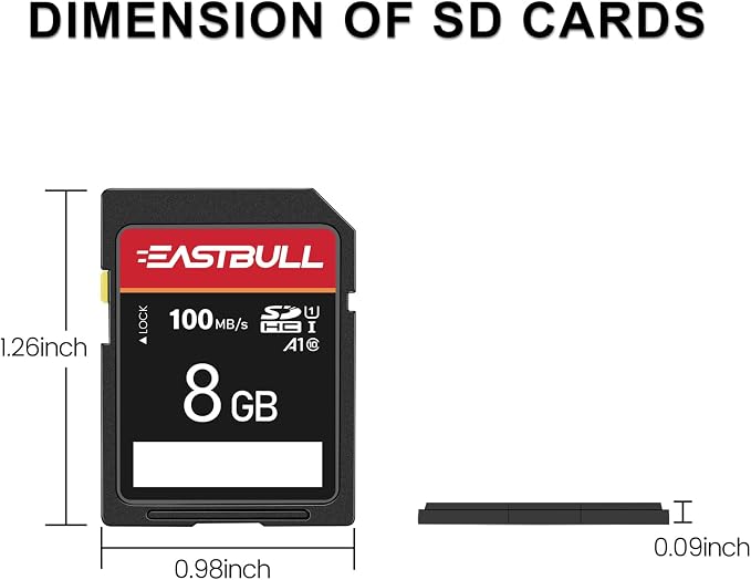 5-Pack of SD Card 8GB EASTBULL Class 10 SD Card U1 V30 High-Speed 100MB/s Read - Image 5