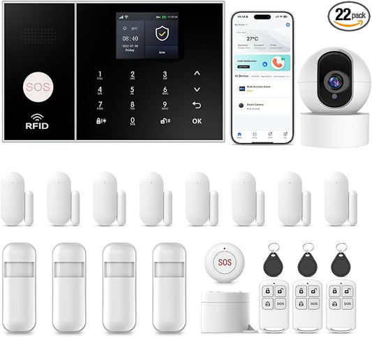 Wireless Home Security Systems, 22Piece WiFi+4G App by PGST