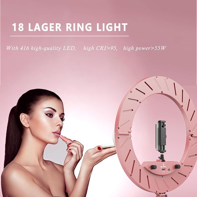 18 Inch Ring Light Kit, 55W6700k Dimmable LED Light, Tripod Stand, Remote - Image 2