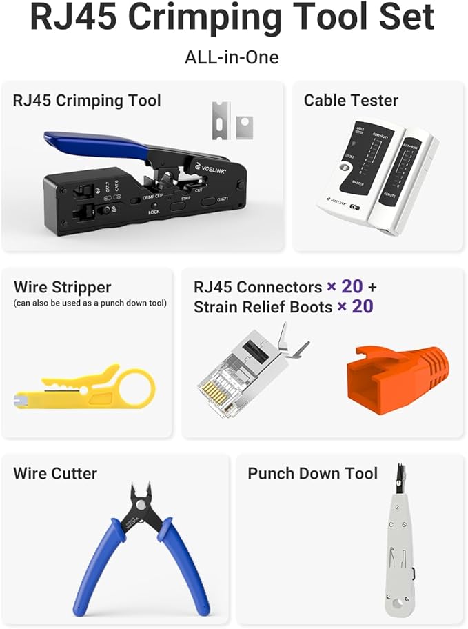 VCELINK RJ45 Crimp Tool, All-In-One Ethernet Pass Through Crimper - Image 3