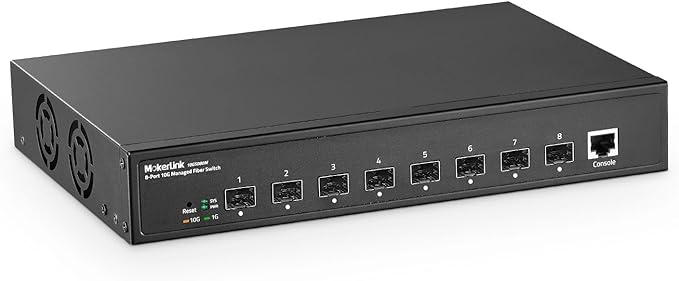 MokerLink 8 Port 10G SFP+ Managed Fiber Switch, 1G/10G SFP Slot, L3 Web/CLI by MokerLink