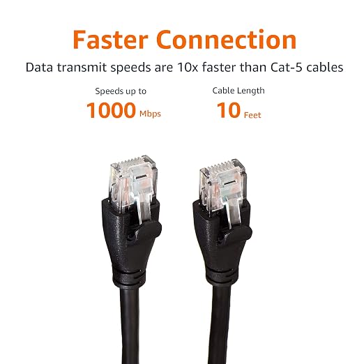 Amazon Basics RJ45 Cat-6 Ethernet Patch Cable, 1Gbps Transfer Speed, 10 Foot - Image 6