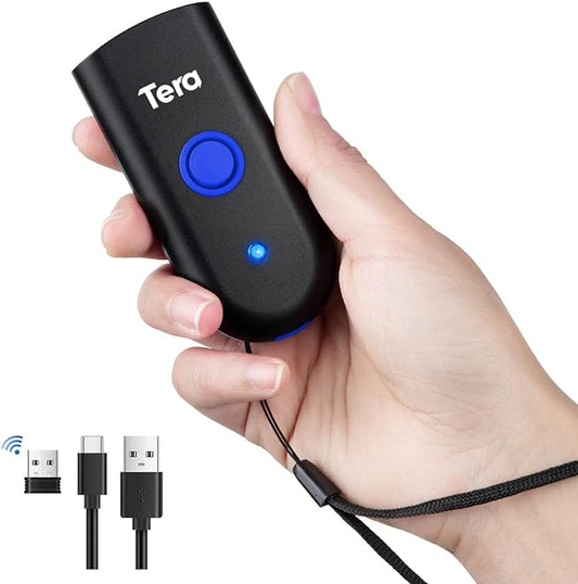Tera Wireless Barcode Scanner 1D Laser Mini Pocket Waterproof Scanner 3in1 by Tera