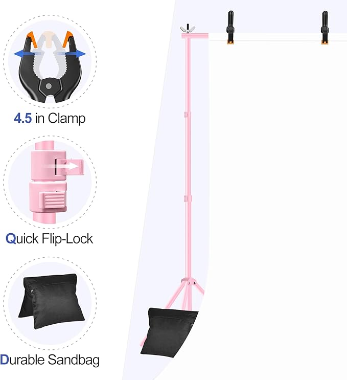 EMART Backdrop Stand 10x7ft Photo Studio Adjustable Background Stand Support kit - Image 4