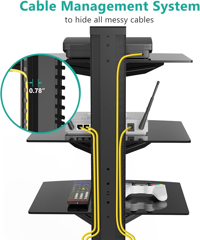 WALI Floating TV Shelf, 3 Tier Glass Projector Shelf - Image 7