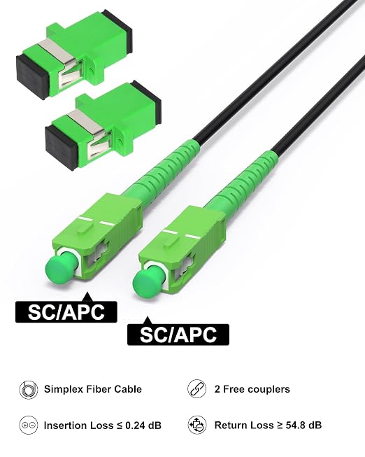 15 Meters SC/APC to SC/APC Fiber Optic Internet Cable, Single Mode Fiber Patch - Image 4