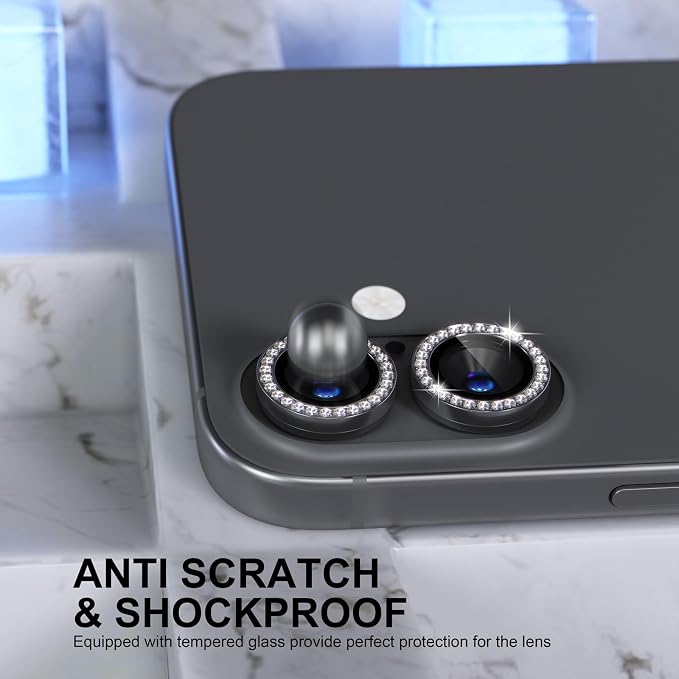 Choiche Compatible for iPhone 16 /iPhone 16 Plus Camera Lens Protector Bling - Image 3