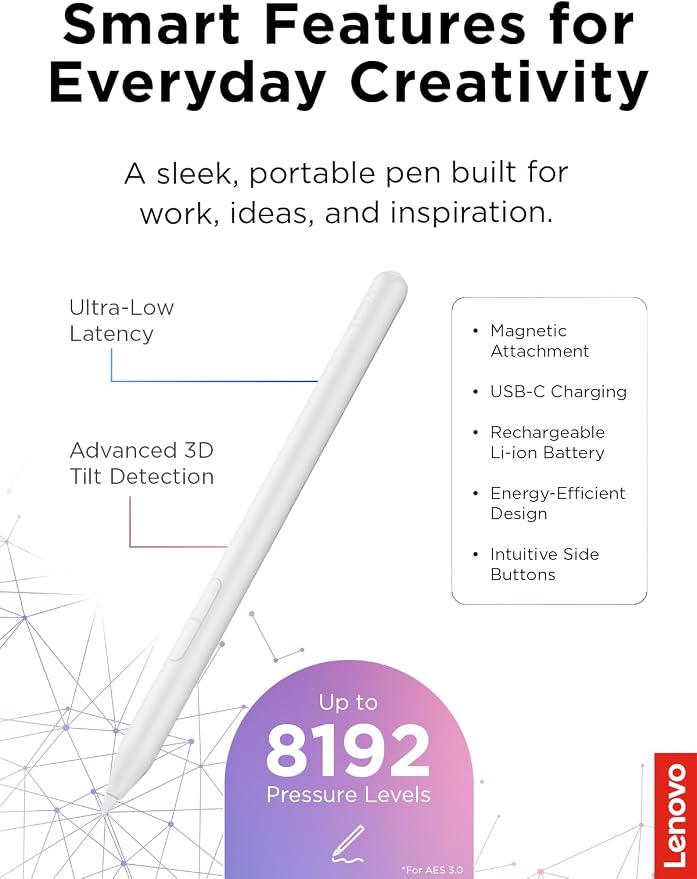 Lenovo Yoga Pen 2 with Magnetic Pen Case, AES 3.0 Stylus with 8192 Pressure - Image 3