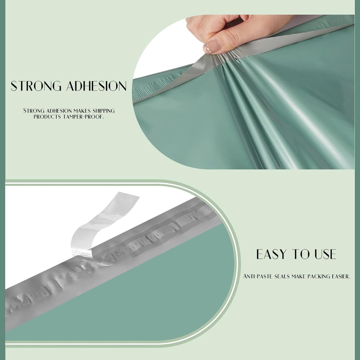 Metronic Poly Mailers 14.5X19 500Pack, Strong Adhesive Shipping Envelopes for Clothing, Waterproof Shipping Bags for Small Businesses, Flexible Mailers Poly Bags, Grayed Jade Green