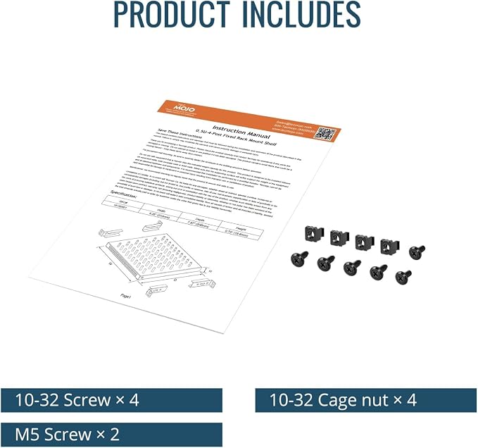 Tecmojo 0.5U Rack Shelf for 10" Server Rack & Cabinet, Adjustable 7.87-10.24" - Image 7