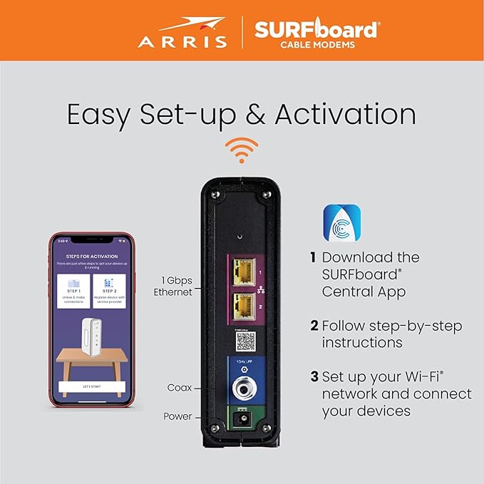 ARRIS - Modem Router Combo - DOCSIS 3.0 16 x 4 Gigabit & AC1600 WiFi, 400 Mbps - Image 8