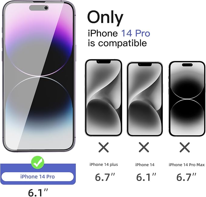 NEW'C 3x Privacy for iPhone 14 Pro Screen Protector+ 3x Camera Lens Protector - Image 2