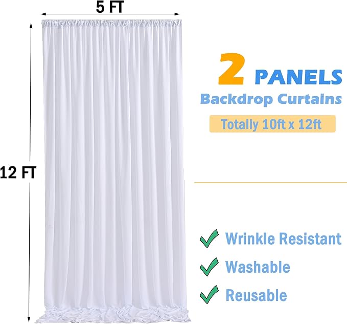 12ft x 10ft White Backdrop Curtains - Image 7
