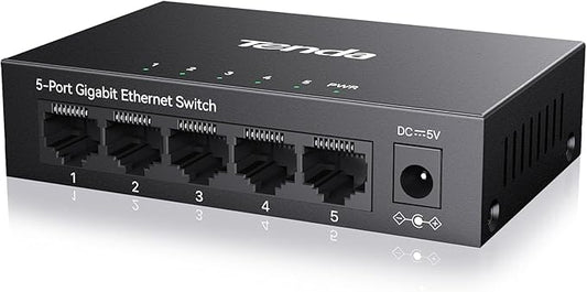 Tenda 5 Port Gigabit Switch, Unmanaged Ethernet Switch, Network Splitter by Tenda