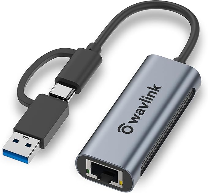 Wavlink USB C to Ethernet Adapter 2.5 Gbps, 2-in-1 USB to 2.5G Ethernet Adapter by WAVLINK%C2%AE