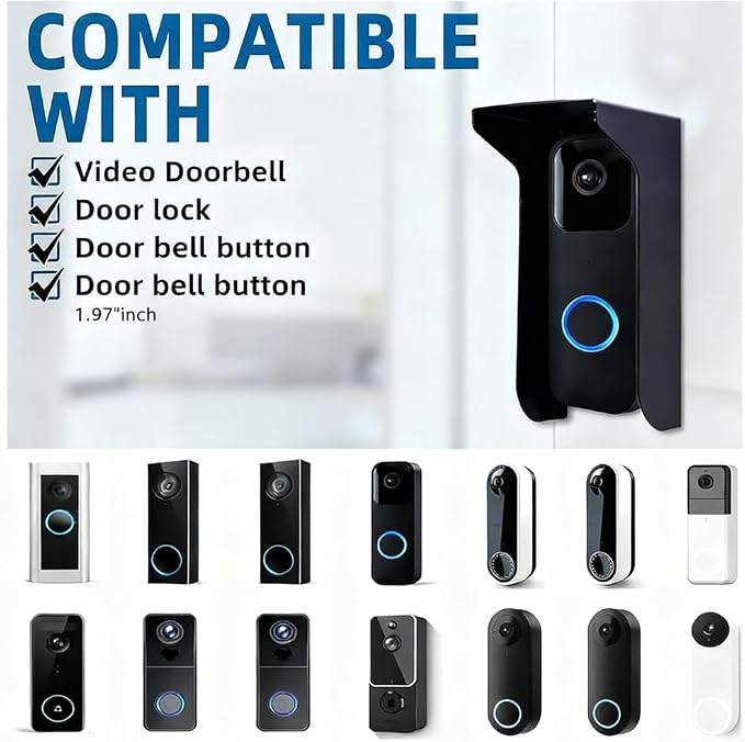 YJNBEST Metal Doorbell Cover Weatherproof, Doorbell Rain Cover, Anti Glare Sun - Image 3