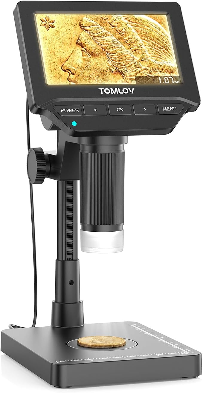 TOMLOV DM4W Microscope with Weighing Scale: 4.3" Digital Coin Microscope with by TOMLOV-MoreThanAMicroscope