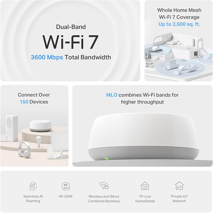 TP-Link Deco 7 BE23 Dual-Band BE3600 WiFi 7 Mesh Wi-Fi Router | 4-Stream 3.6 - Image 3
