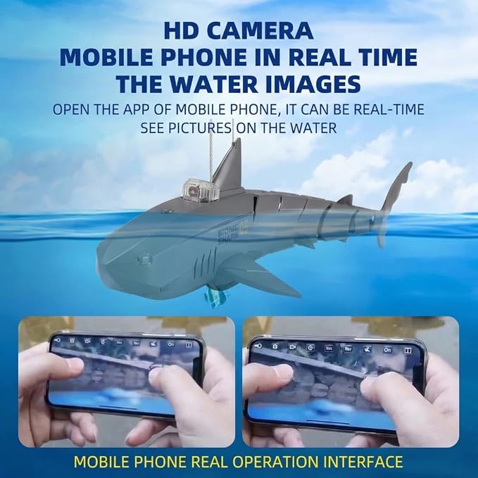 Remote Control Shark Pool with HD Underwater Camera, 2.4G Electric RC Fish Boat - Image 2