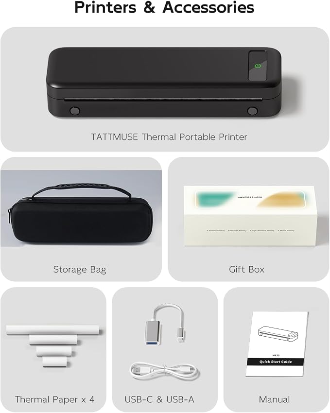 Portable Printers Wireless for Travel, A285M Bluetooth Inkless Thermal Printer - Image 8