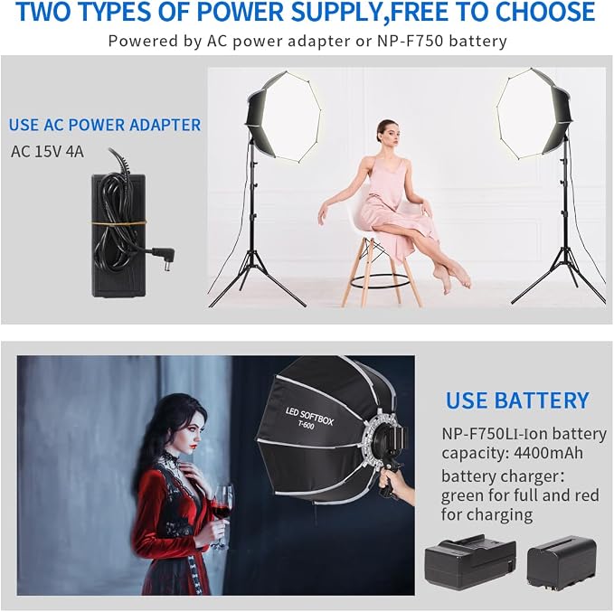 Octagonal Softbox LED Photography Light Kit - Image 2
