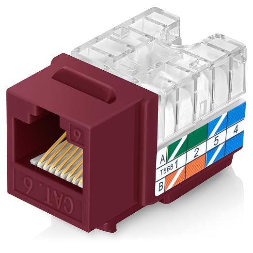 Everest 90° Angled RJ45 Cat6 Keystone Jacks 100-Pack in Red - Image 8