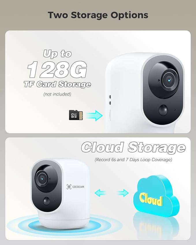 COCOCAM 2PCS Battery WiFi Indoor Security Camera Wireless, 5200mAh Battery - Image 8