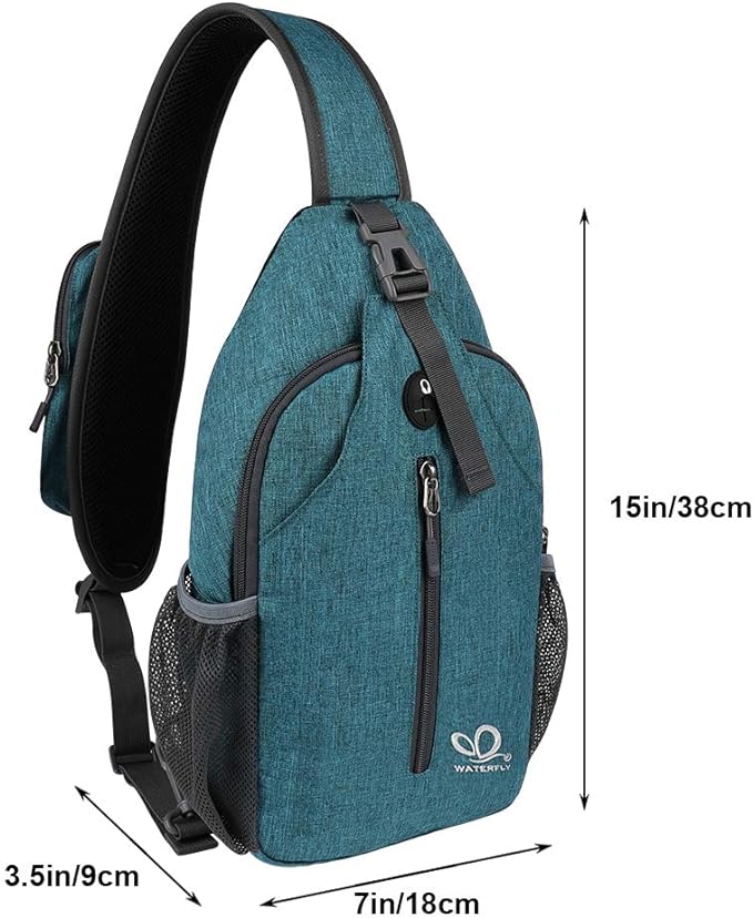 WATERFLY Crossbody Sling Backpack Sling Bag Travel Hiking Chest Bags Daypack - Image 2