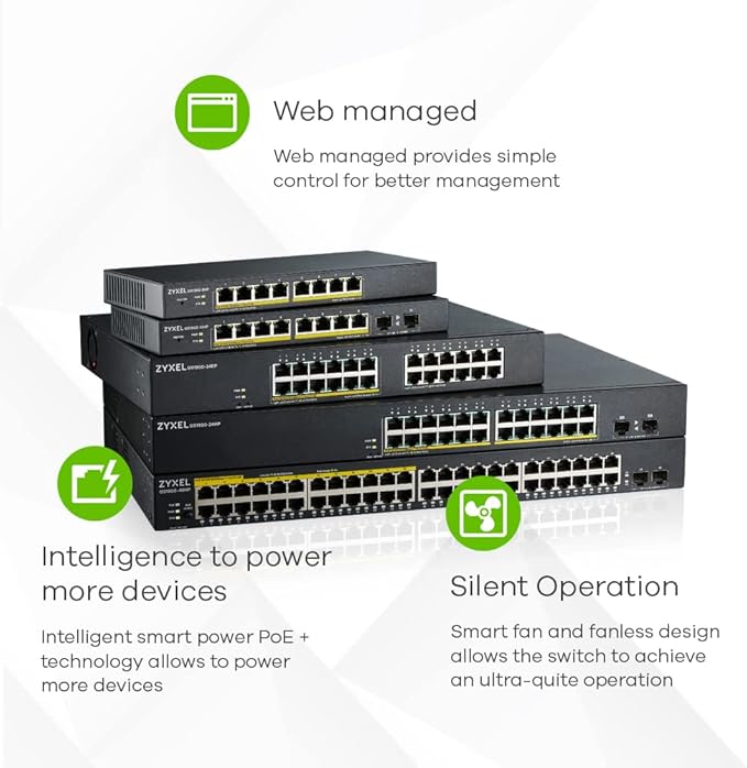 Zyxel 8 Port PoE Switch | Smart Managed | Gigabit Network Ethernet Switch | 8X - Image 4