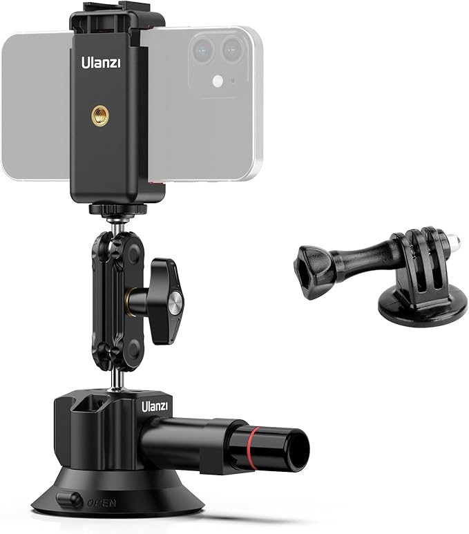 UURig SC-01 Suction Mount 3" for Vlogging Action Camera Car w Smartphone Clamp by UURig