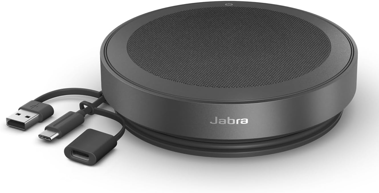 Jabra Speak2 75 (2025 Edition) Wireless Bluetooth Speakerphone - 4 Noise-Cancelling Mics, 65mm Speakers - New Linking Feature - USB-C Dongle - Certified for Zoom and Google Meet - Dark Grey