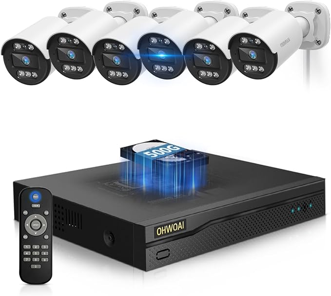 《5MP Super HD & 80ft IR Night Vision》Wired Security Camera System Outdoor by OHWOAI