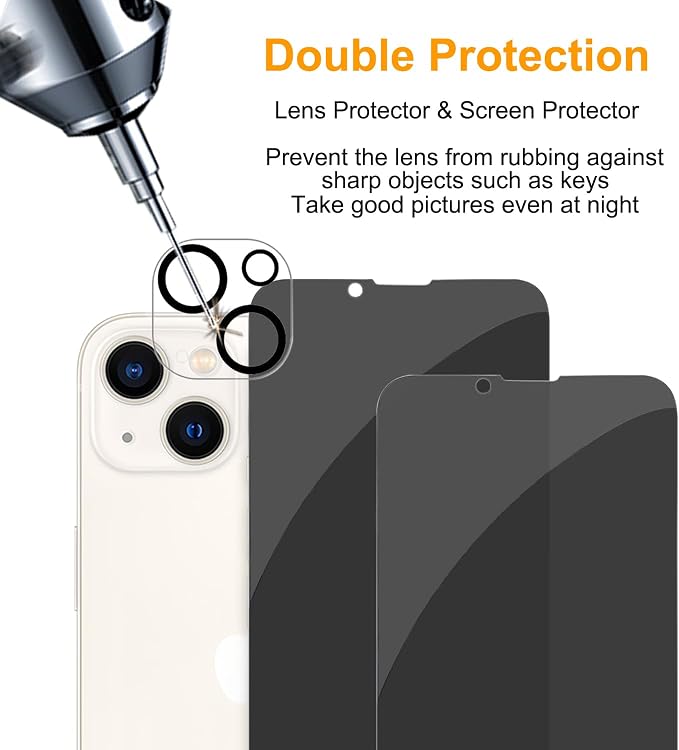 PEHAEL 3+3Pack for iPhone 13 Privacy Screen Protector - Image 6